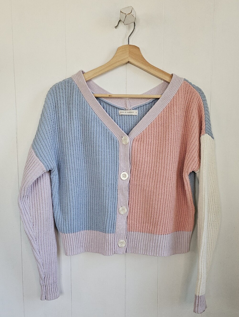 MOON & MADISON Pastel Colorblock Cardigan